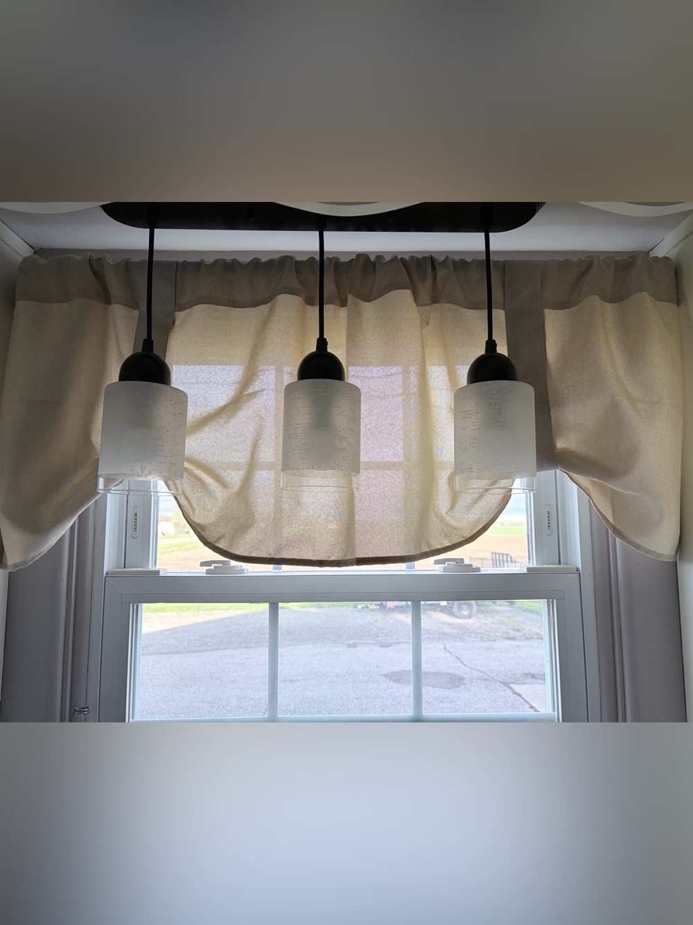Neutral Beige Cafe Valance Curtain - Soft Light Filtering